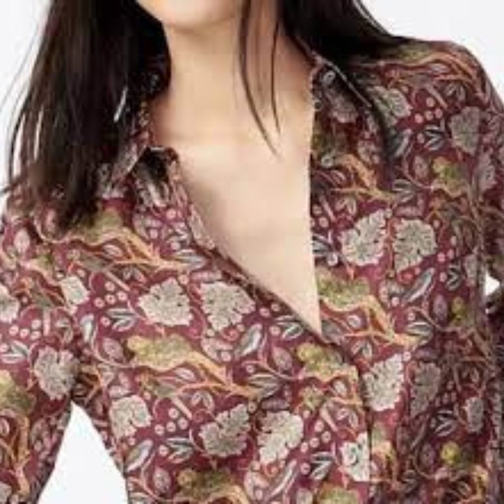 J Crew Collection NWT , Size 10 Burgundy Jungle cat print